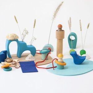 Grimm’s Small World Play BY THE WATER Wooden Open Ended Play Set